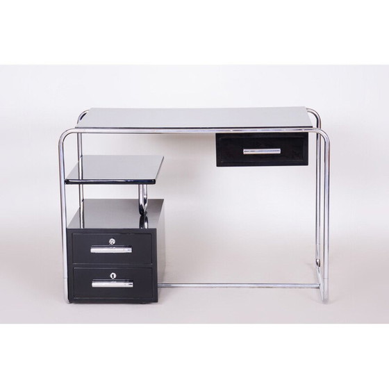 Image 1 of Vintage schwarzer Bauhaus-Schreibtisch, Deutschland 1930er Jahre