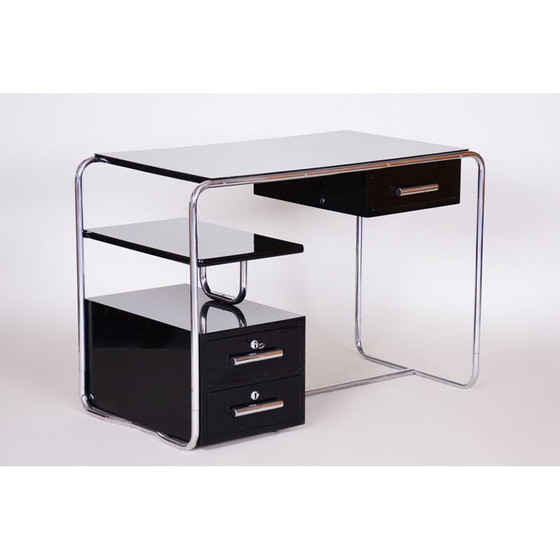 Image 1 of Vintage schwarzer Bauhaus-Schreibtisch, Deutschland 1930er Jahre