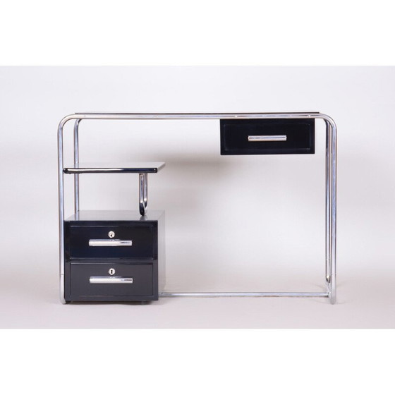 Image 1 of Vintage schwarzer Bauhaus-Schreibtisch, Deutschland 1930er Jahre