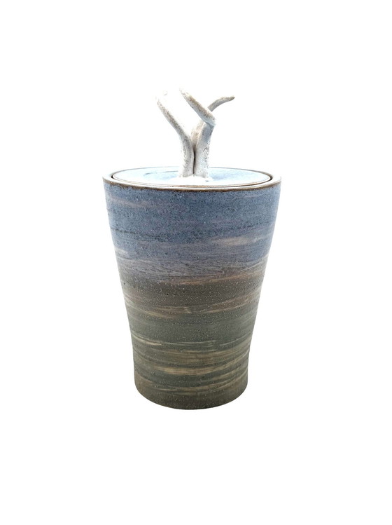 Image 1 of Mid-Century Modern Style Blaue kunstvolle Keramikvase, Gabriele Bucci Italien ca. 2000s