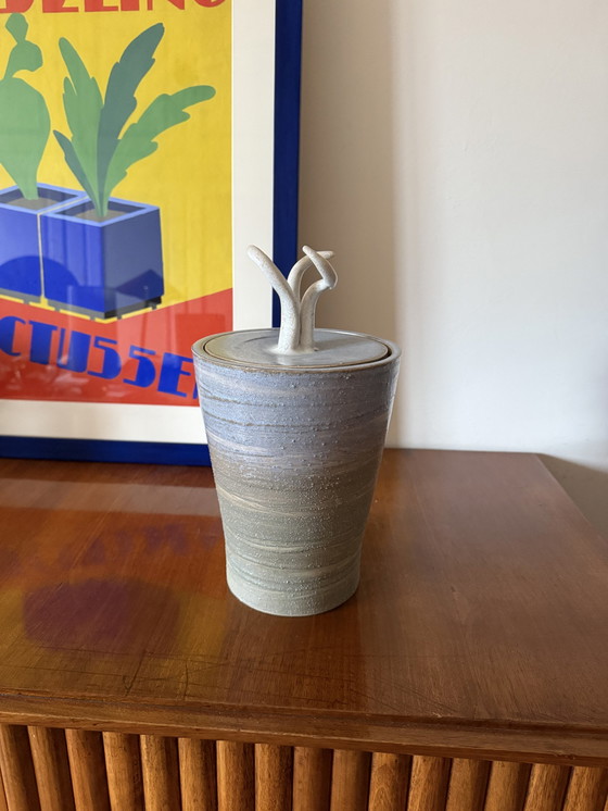 Image 1 of Mid-Century Modern Style Blaue kunstvolle Keramikvase, Gabriele Bucci Italien ca. 2000s