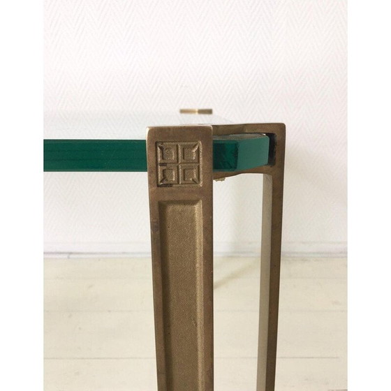 Image 1 of Vintage-couchtisch aus glas und messing von Peter Ghyczy
