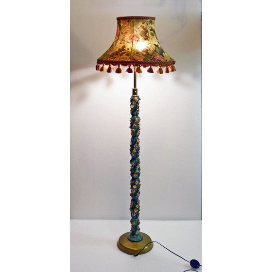 Image 1 of Vintage Keramik Stehlampe mit kleinen Rosen, Italien 1950