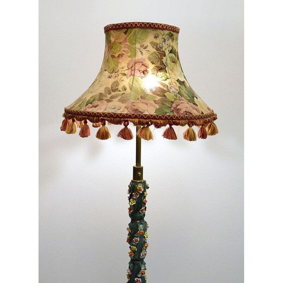 Image 1 of Vintage Keramik Stehlampe mit kleinen Rosen, Italien 1950