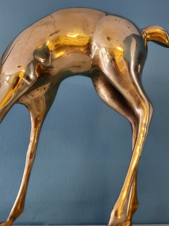Image 1 of Große Vintage Messing Bambi Hirsch Statue