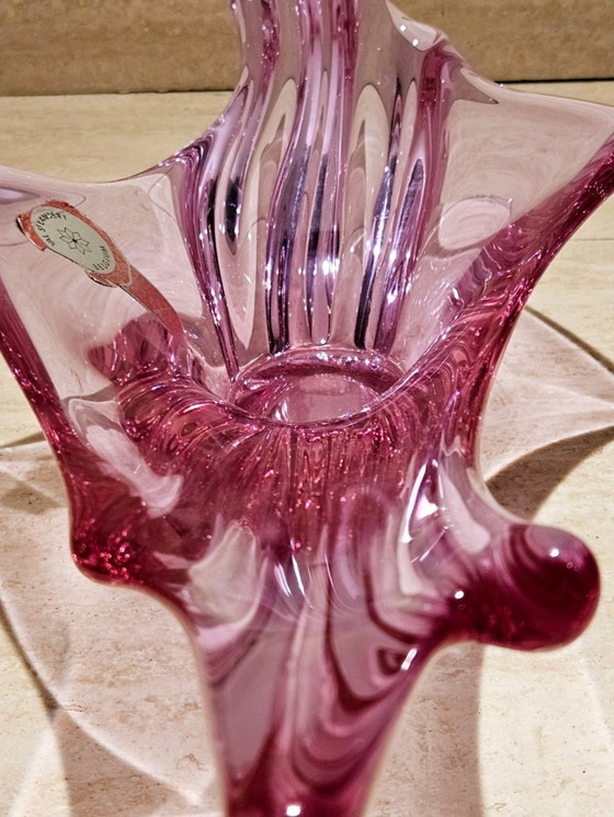 Image 1 of Val Saint Lambert Rosa Zierschale