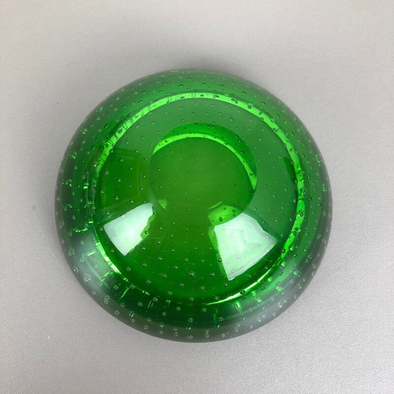 Image 1 of Alter Aschenbecher aus grünem Bullicante-Glas aus Murano, Italien 1970