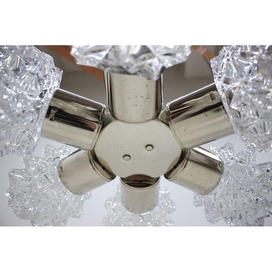 Image 1 of Vintage-Kronleuchter aus Metall und Glas von Kamenický Šenov, Tschechoslowakei 1960