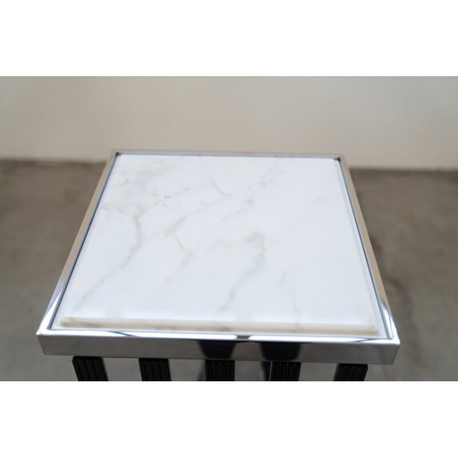 Ein Paar Vitrinen aus Glas und Carrara-Marmor, 1980