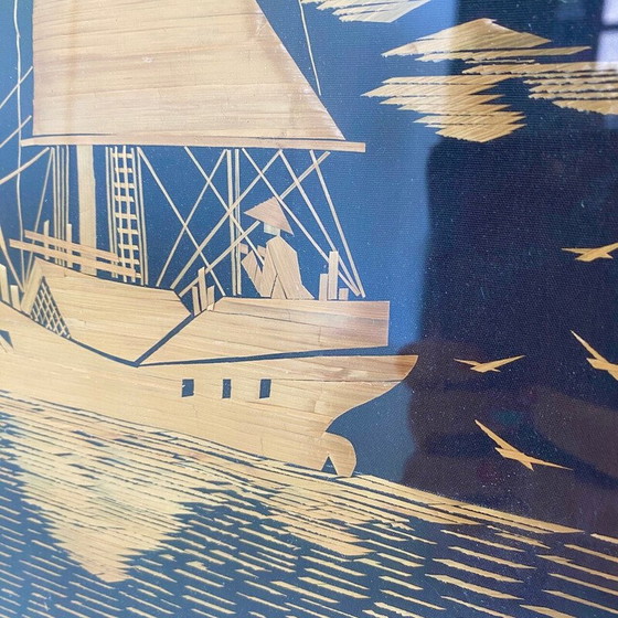 Image 1 of Vintage Stroh Kunst Segelboot, China 1980