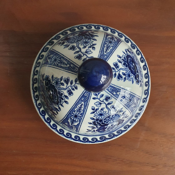 Image 1 of Delfter Blau Deckel Vase von Royal Sphinx von Boch aus 1960