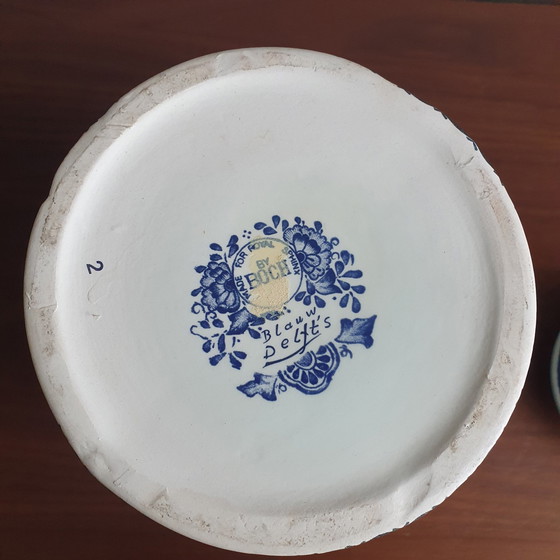 Image 1 of Delfter Blau Deckel Vase von Royal Sphinx von Boch aus 1960