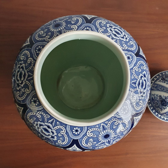 Image 1 of Delfter Blau Deckel Vase von Royal Sphinx von Boch aus 1960