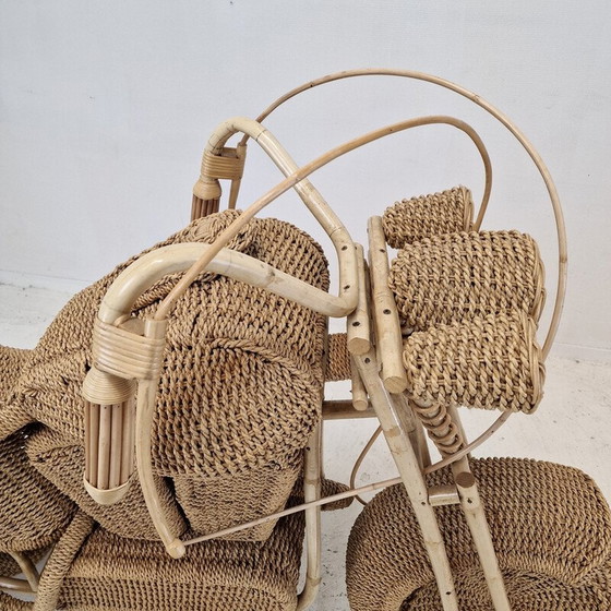 Image 1 of Vintage Harley Davidson Motorrad Skulptur aus geflochtenem Rattan und Weide, USA 1980