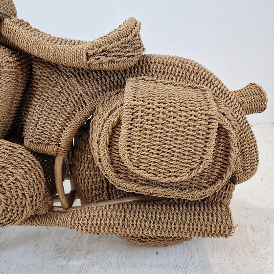 Image 1 of Vintage Harley Davidson Motorrad Skulptur aus geflochtenem Rattan und Weide, USA 1980