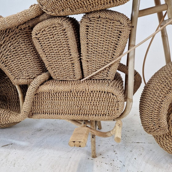 Image 1 of Vintage Harley Davidson Motorrad Skulptur aus geflochtenem Rattan und Weide, USA 1980