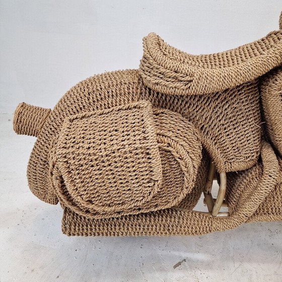 Image 1 of Vintage Harley Davidson Motorrad Skulptur aus geflochtenem Rattan und Weide, USA 1980