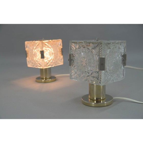 Image 1 of Paar alte Tischlampen aus Messing und Glas von Kamenicky Senov, 1970