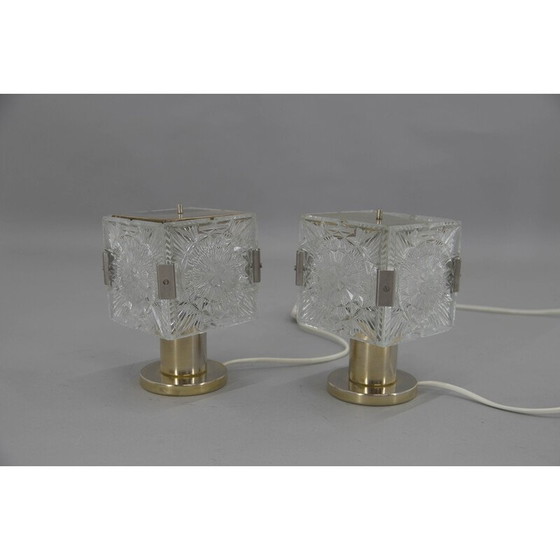 Image 1 of Paar alte Tischlampen aus Messing und Glas von Kamenicky Senov, 1970