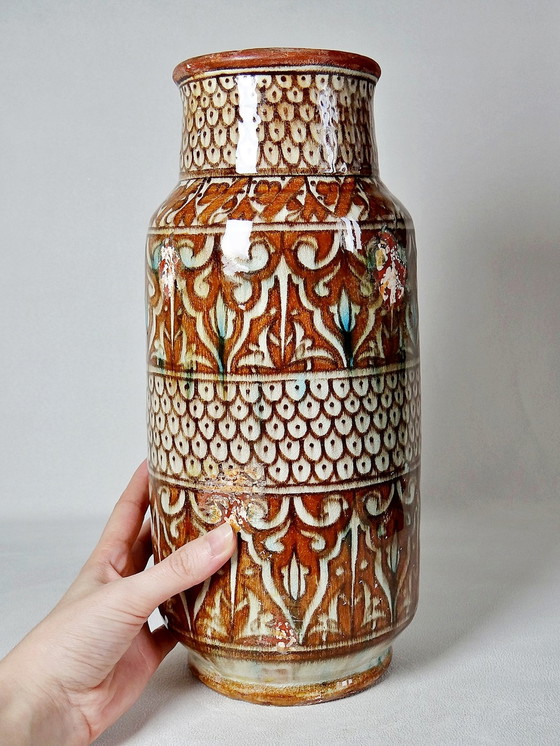 Image 1 of Große Vase handgefertigte & traditionelle marokkanische Töpferei Safi alt XX.