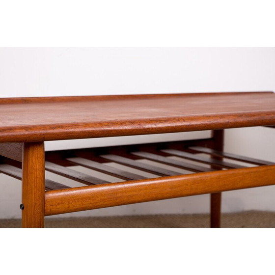 Image 1 of Vintage Couchtisch aus Teakholz und Messing von Grete Jalk für Glostrup Mobelfabrik, Dänemark 1960