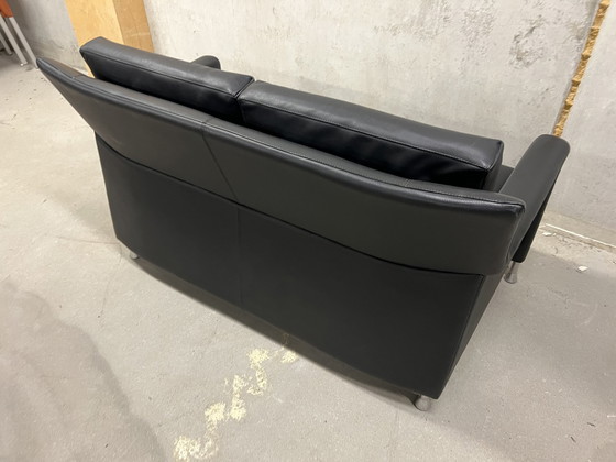 Image 1 of Leolux 2-Sitzer-Sofa schwarzes Leder