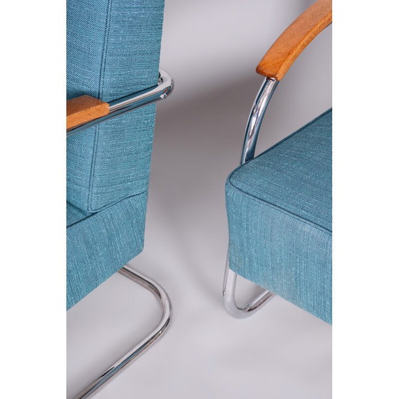 Image 1 of Paar blaue Vintage-Sessel von Mucke-Melder, Tschechien 1930er Jahre