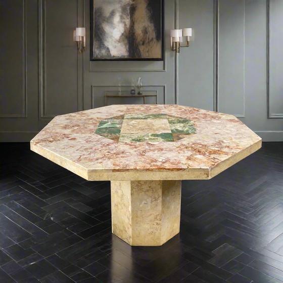 Image 1 of Vintage Marmor-Esstisch Italienisches Design