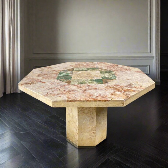 Image 1 of Vintage Marmor-Esstisch Italienisches Design