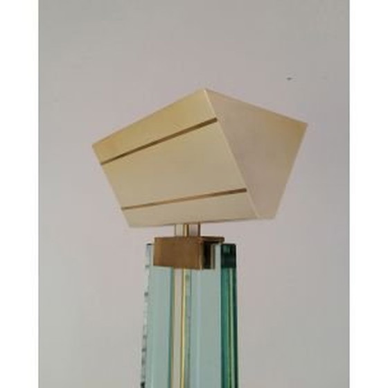 Image 1 of Vintage Stehleuchte aus Glas, Messing und lackiertem Metall, 1970