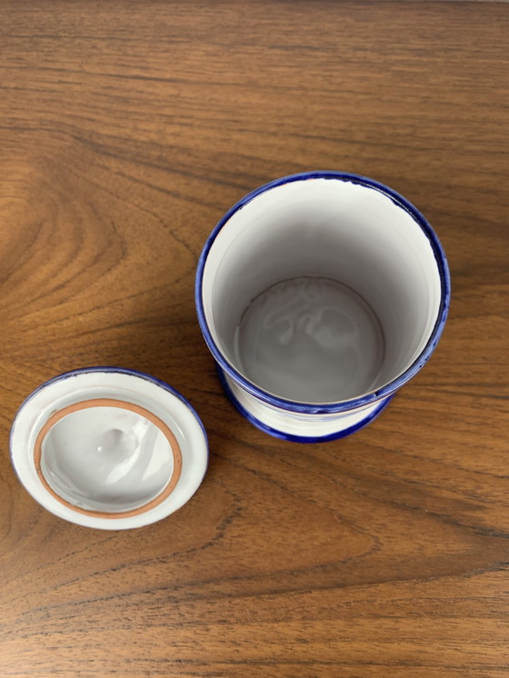 Image 1 of Renoleau Steinguttopf, frühes 20. Jahrhundert, Vogeldekoration