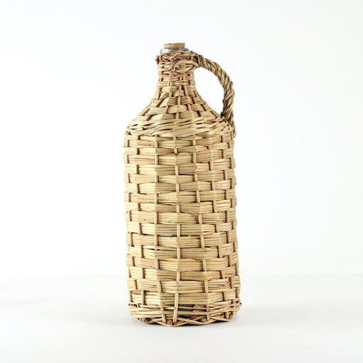 Vintage Demojohn Woven Wicker Bottle, Tschechoslowakei 1950er Jahre
