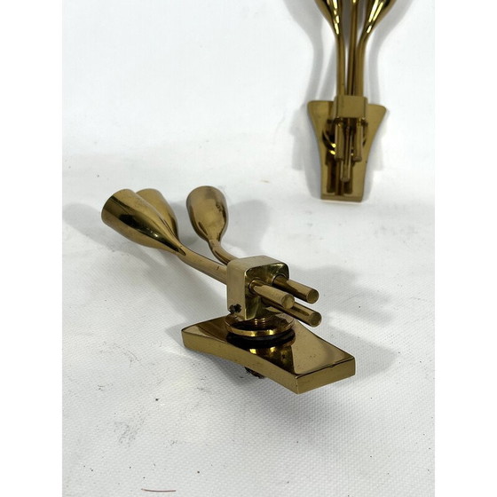 Image 1 of Paar italienische Messing-Wandlampen aus der Mitte des Jahrhunderts von Lumi Milano, 1960er Jahre