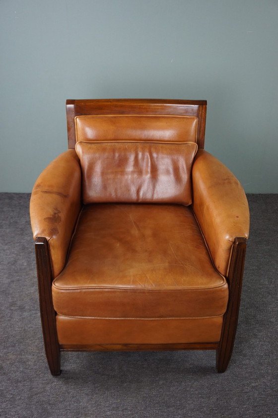 Image 1 of Design-Sessel aus Leder im Art-déco-Stil