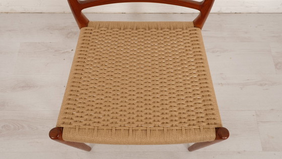 Image 1 of 6er Set Vintage Esszimmerstühle | Niels Otto Møller | Modell 82 | Papierkordel | Teakholz | Restauriert