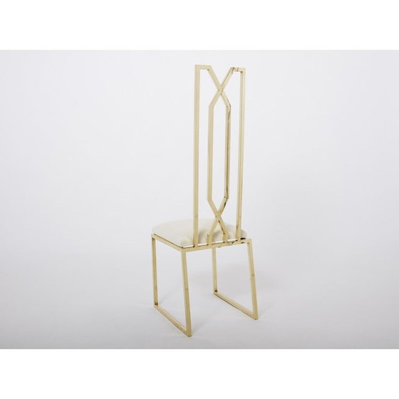 Image 1 of Paar Vintage-Stühle aus Messing und Wolle von Alain Delon für Jean Charles, 1970er Jahre