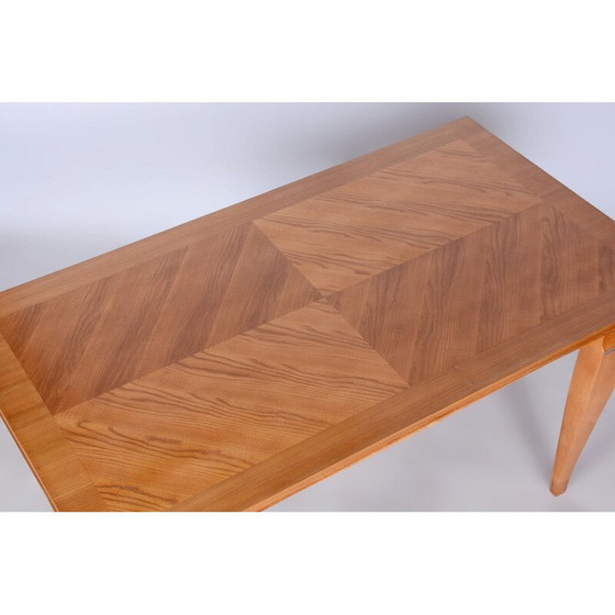 Image 1 of Vintage Art Deco Esszimmergarnitur aus Eiche und Fichte von Jules Leleu, Frankreich 1920