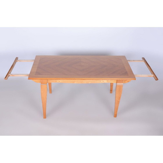 Image 1 of Vintage Art Deco Esszimmergarnitur aus Eiche und Fichte von Jules Leleu, Frankreich 1920