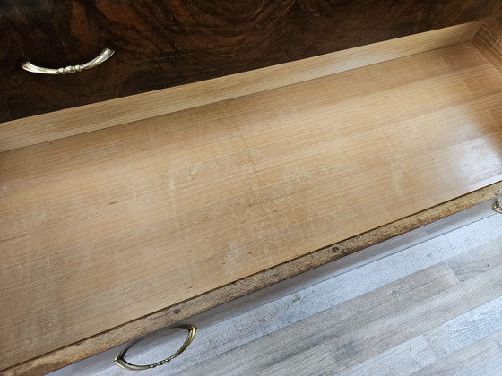 Image 1 of Art Decò Schubladenschrank mit fünf Schubladen aus Holz und Messing