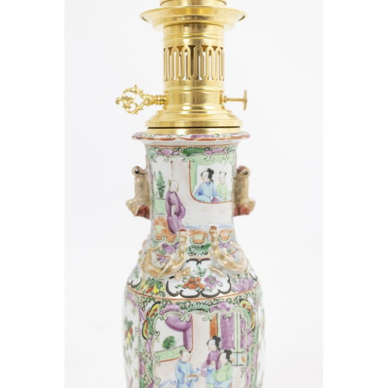 Image 1 of Paar alte Lampen aus Kantonsporzellan und vergoldeter Bronze, 1880