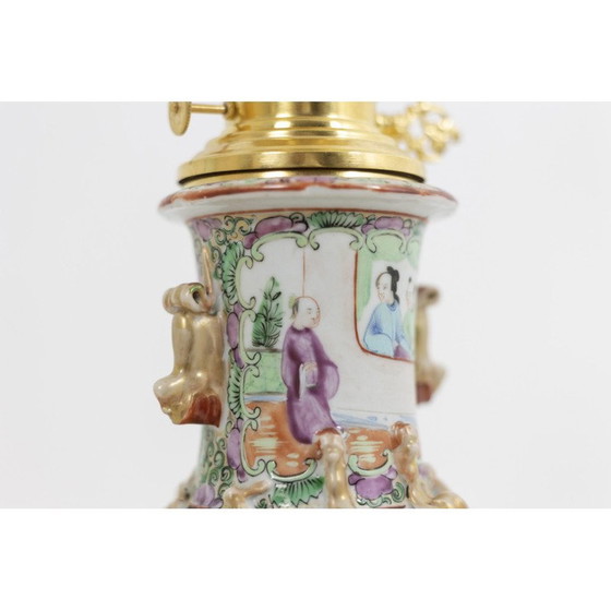 Image 1 of Paar alte Lampen aus Kantonsporzellan und vergoldeter Bronze, 1880