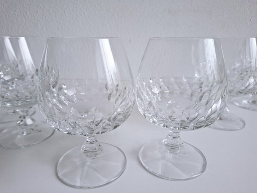 6 schwere handgefertigte Vintage-Kristall-Brandy / Cognac-Gläser