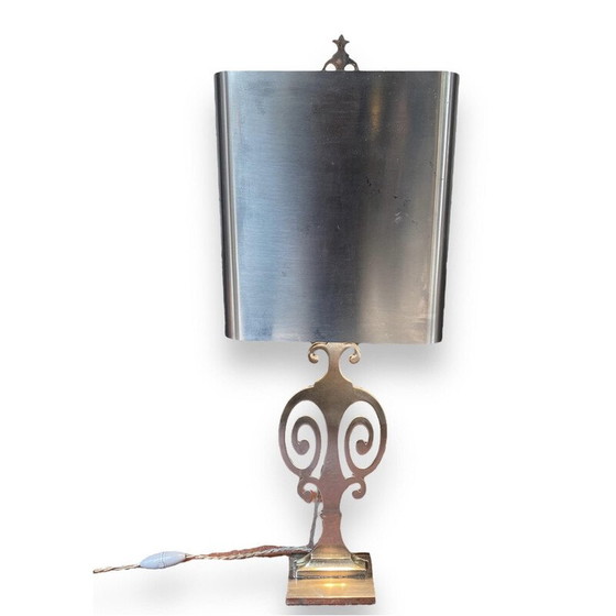 Image 1 of Vintage-Lampe aus verchromtem Metall und gebürstetem Stahl von Maison Charles, 1970