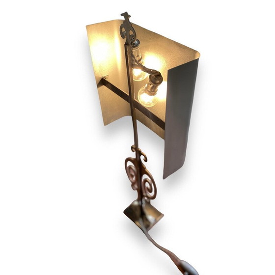 Image 1 of Vintage-Lampe aus verchromtem Metall und gebürstetem Stahl von Maison Charles, 1970