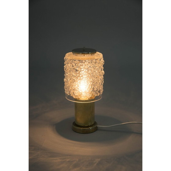 Image 1 of Vintage Tischlampe aus Messing und Glas, Tschechoslowakei 1970