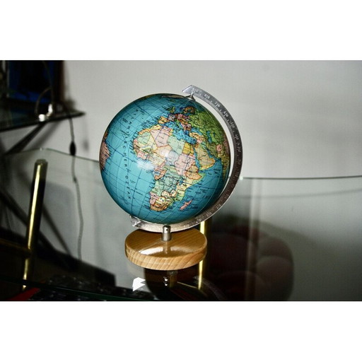 Vintage-Globus aus Metall und Holz, 1950er Jahre