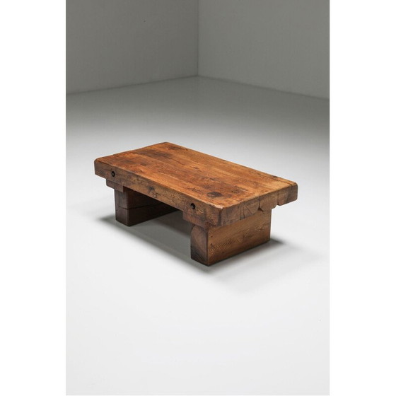 Image 1 of Rustikaler Vintage-Couchtisch aus Massivholz, Frankreich 1950