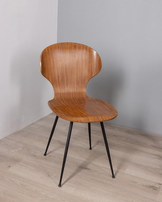 Image 1 of Vintage 1960S hölzernen Schreibtisch und Stuhl Set italienisches Design