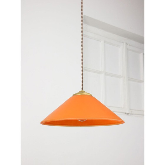 Image 1 of Vintage Pendelleuchte aus Messing und Glas, Italien