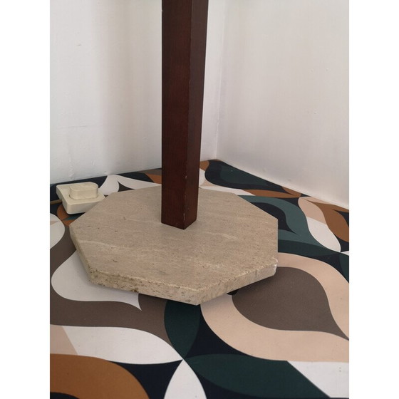 Image 1 of Schreibtischlampe aus Travertin und Teakholz, 1970